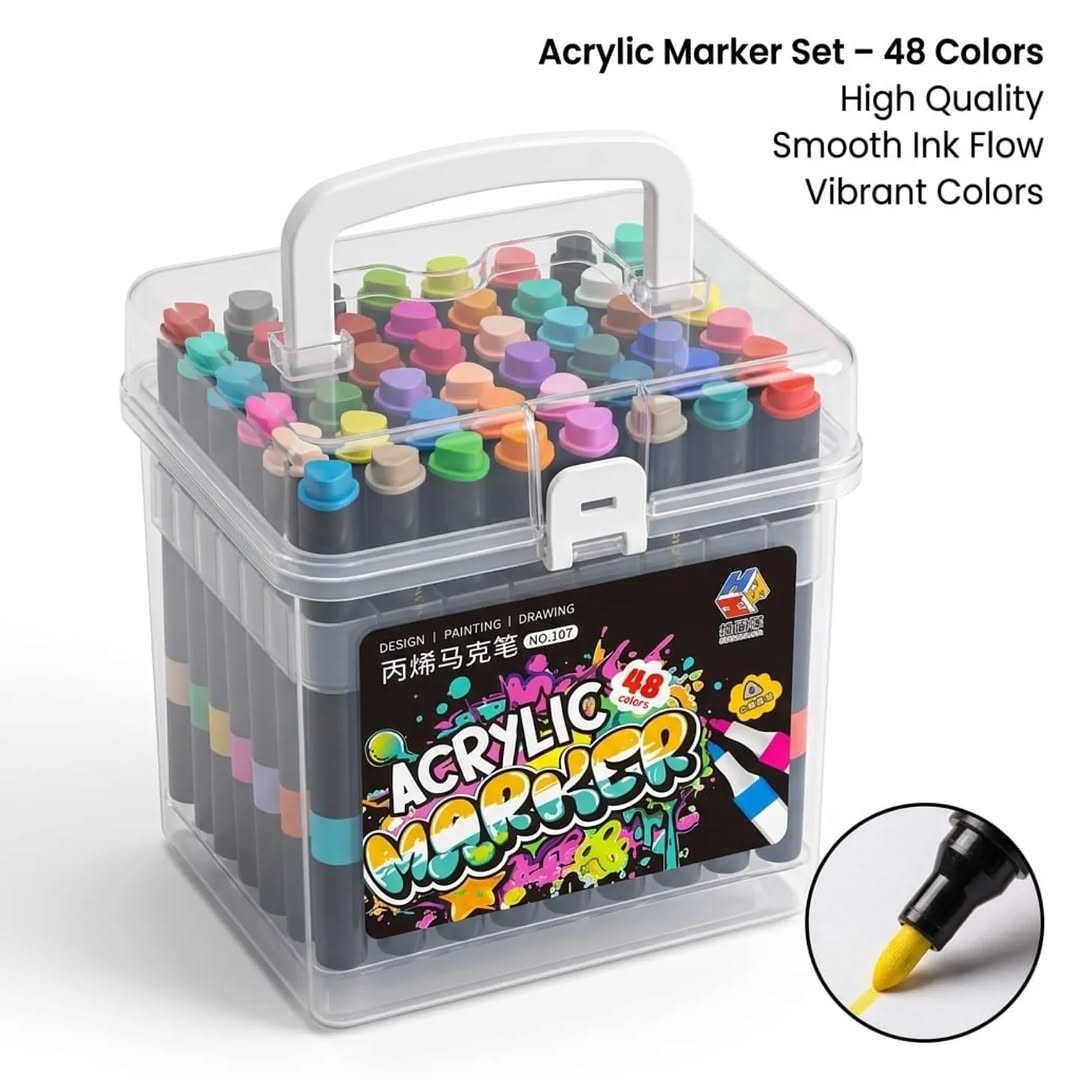 Dual-Tip Acrylic Markers for Multi-Surface Use (huihuajia)