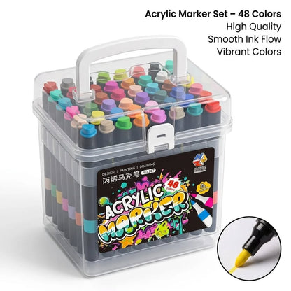 Dual-Tip Acrylic Markers for Multi-Surface Use (huihuajia)