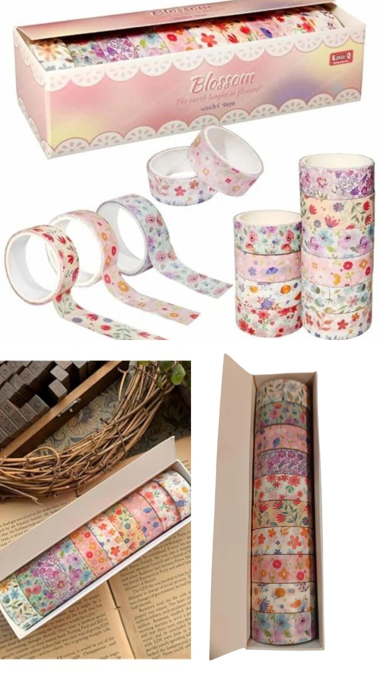 Floral Washi Tape 10Pcs size 15mm (HZ3015)