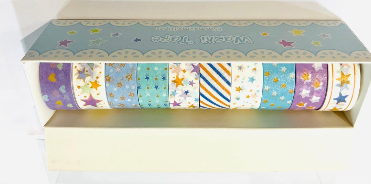 Star Washi tape 10 pcs size 15mm (HZ0315C)