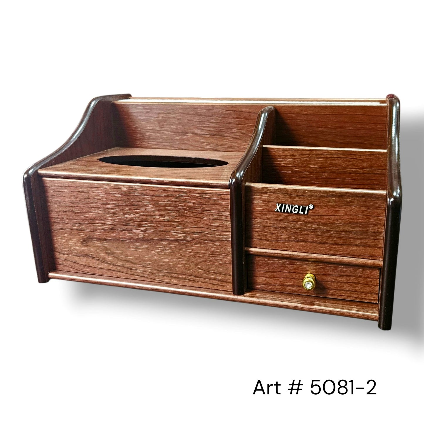 Wooden Pen Organizer With Tissue Box  Holder # 5081-2