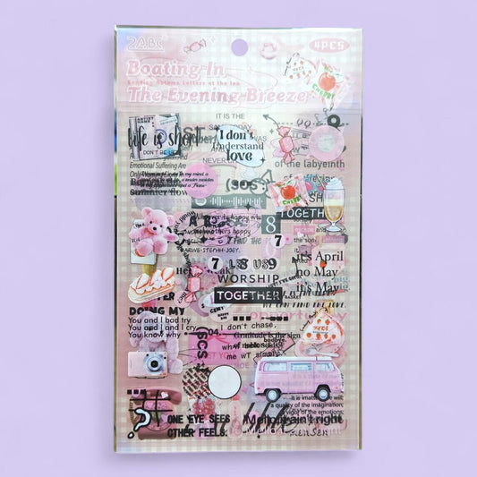 4 sticker sheets in pink theme