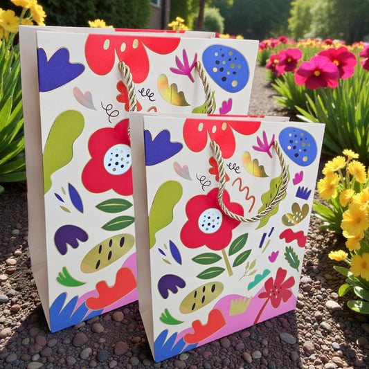 Bold Floral gift bag/ goodie bag(No.1971) golden retro effect