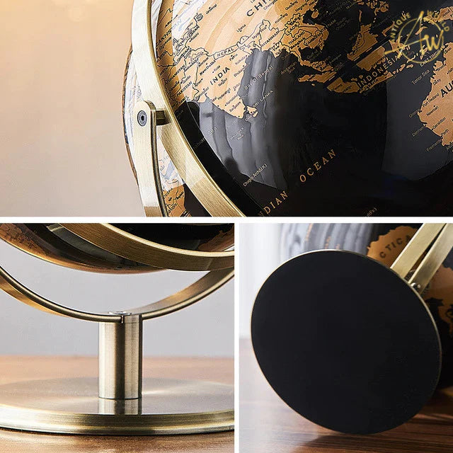 World Globe 20Cm (8") Black & Cooper Fine Metal Base