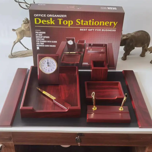 Wooden Desk Stationery 7 Pcs Set With Table Matt # 90700