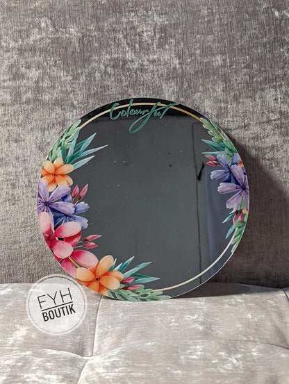 Mirror sticker with printed borders 15cm diameter