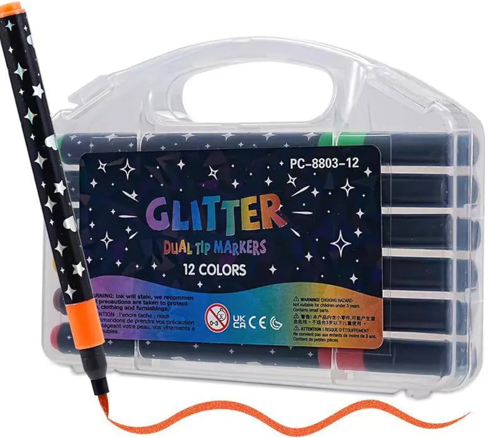 Injoy 12 Dual Tip Glitter Markers (686-12)
