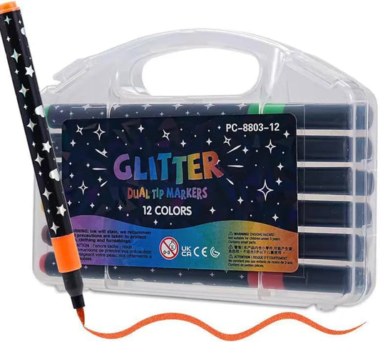Injoy 12 Dual Tip Glitter Markers (686-12)