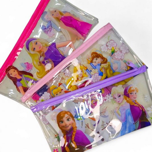 Transparent Zipper Pouch A6 Princess / Frozen/ Barbie