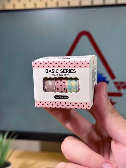 Washi Tape basic series 1 cm size of 5 rolls