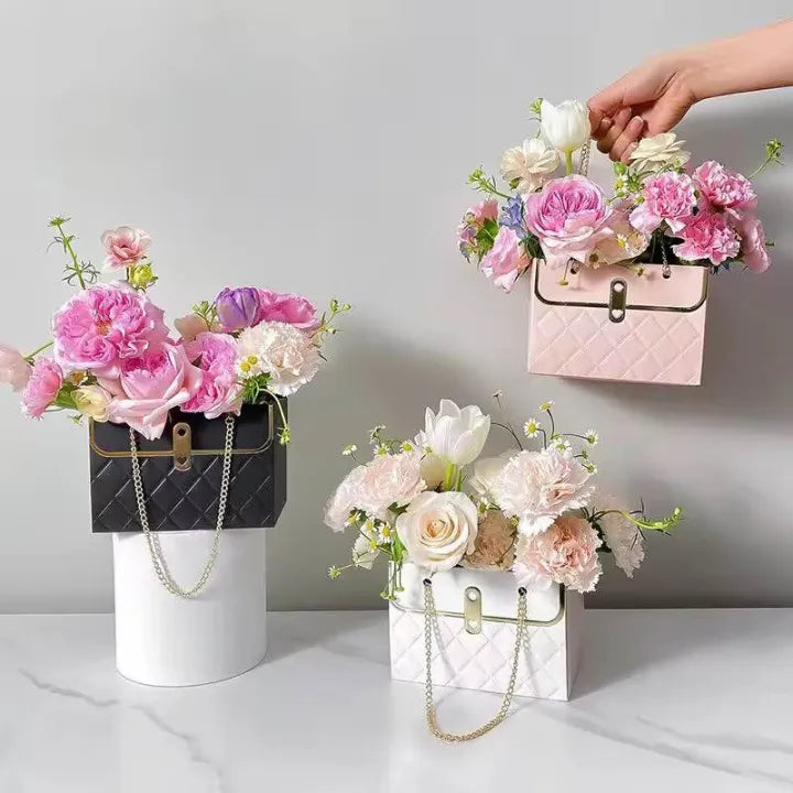 Multipurpose Gift bags / flower gift box with golden chain (removable flower stand from inside)