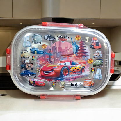Cars mcqueen stainless steel lunch box with 2 comaprtments