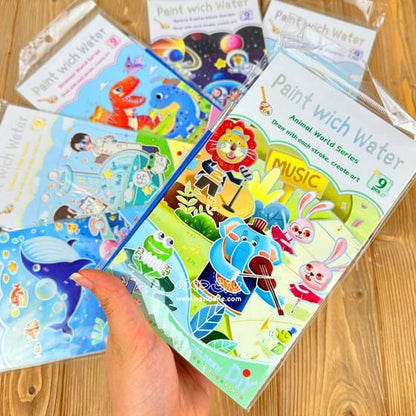 DIY water paint coloring book with brush and detachable pages