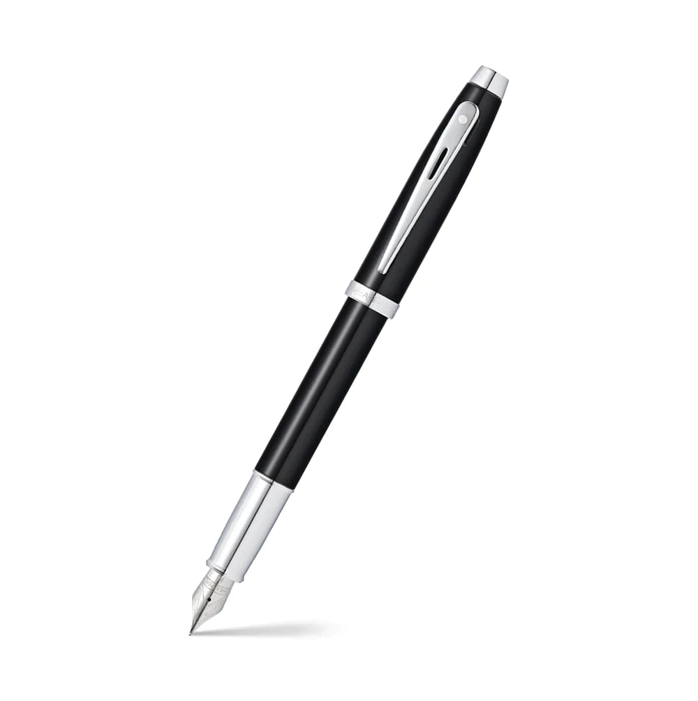 Sheaffer Sh100 Black Lacquer/Chrome Plate Fountain Pen 9338