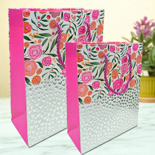 Silver hearts Embossed goodie bag