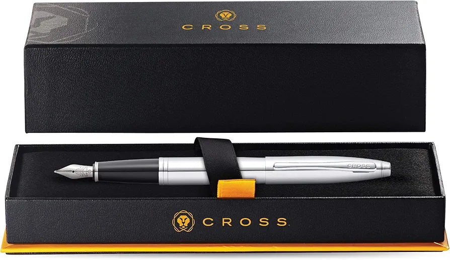 Cross Fountain Pen Stylo Plume Chrome Metallic Body AT0116-1MS