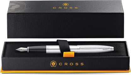 Cross Fountain Pen Stylo Plume Chrome Metallic Body AT0116-1MS