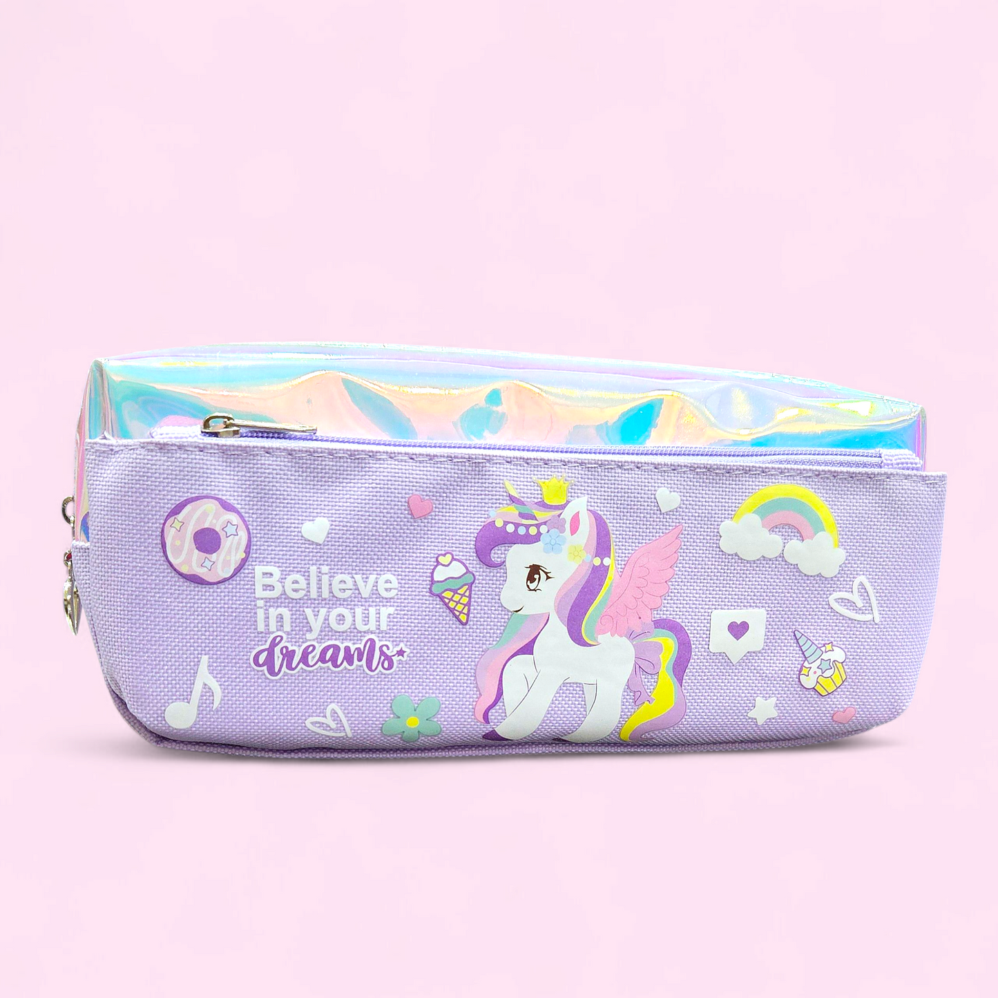 Zipper Fabric Pencil Pouch Unicorn(Geometry Case)# 68116