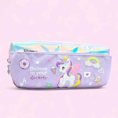 Zipper Fabric Pencil Pouch Unicorn(Geometry Case)# 68116