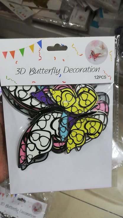 3d butterfly with black outline 12 pcs