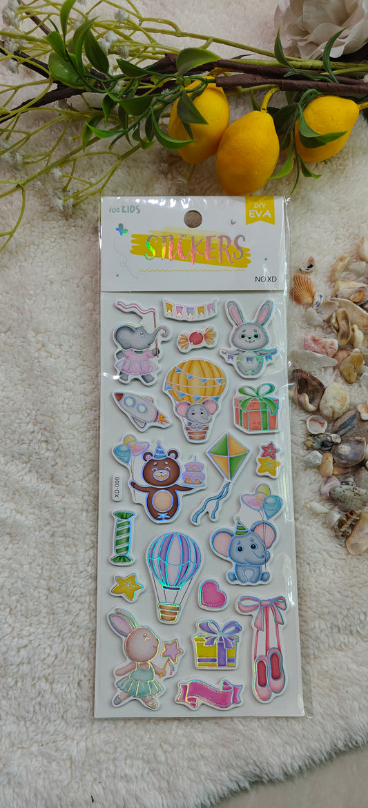 Bunny, elephant celebration kids party FOAMIC stickers (XD-OO8)