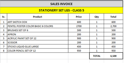 Class 5 School Stationery for LGS