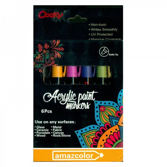 Cooky Acrylic Metallic Markers Pack Of 6 Clr
