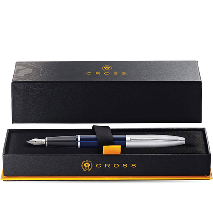 Cross Calais Chrome and Blue Lacquer Fountain Pen