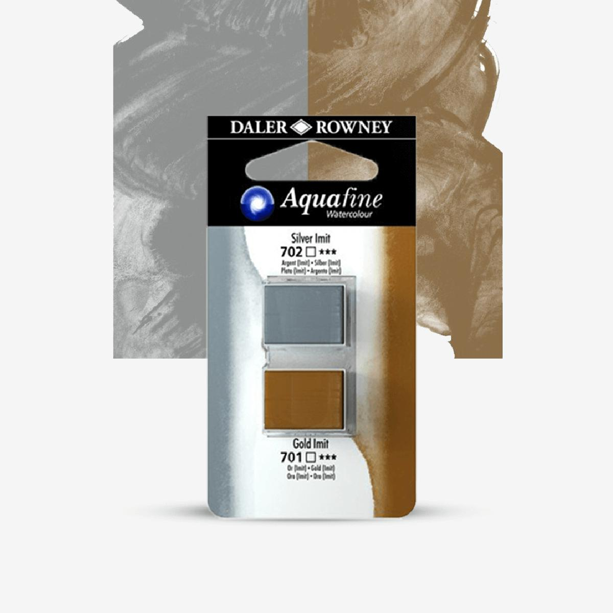 Daler Rowney Aquafine Watercolour Half Pan Pack Of 2  Gold & Silver