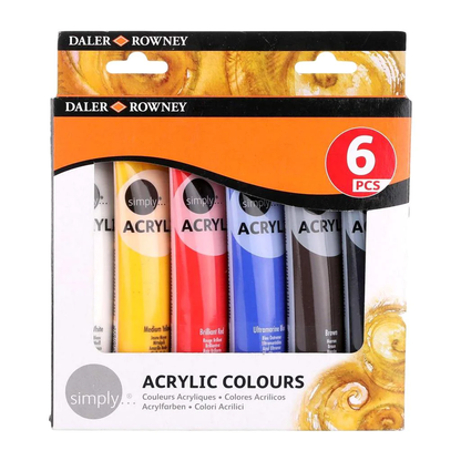 Daler Rowney Simply Acrylic Paint Set 75ml Pack of 6 Pcs