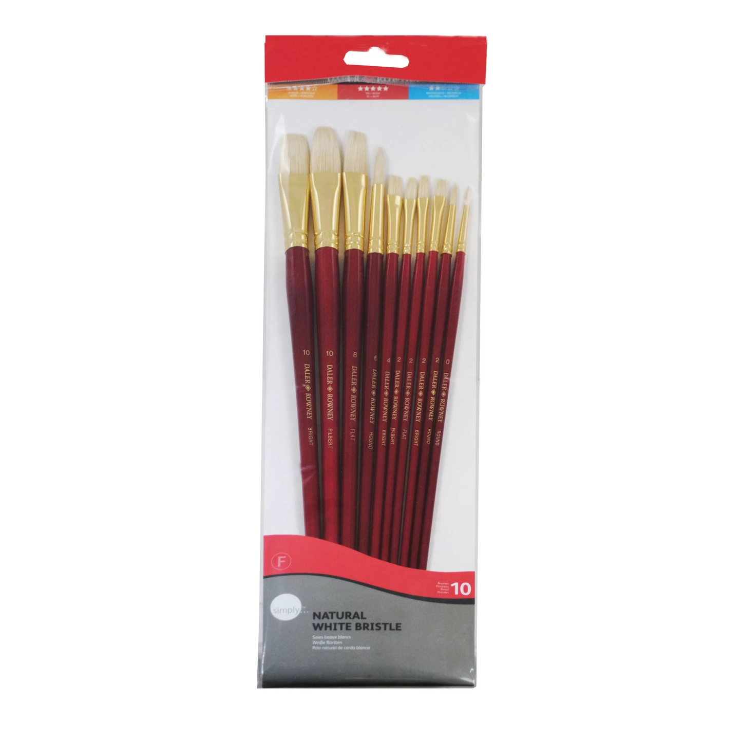 Daler Rowney Simply Brush Set of 10pcs In Natural White Bristle Hairs