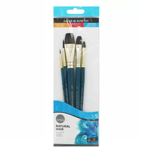 Daler Rowney Simply Natural Hair Brush Set Of 5pcs