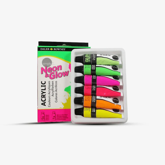 Daler Rowney Simply Neon & Glow Acrylic Paint 12ml Tubes Set of 6 Pcs.