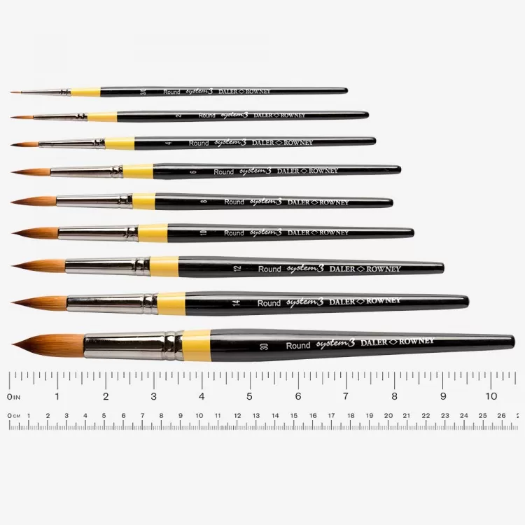 Daler Rowney System 3 Sy-45 Round Paint Brushes – Long Handle