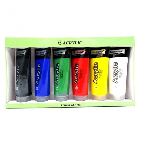 Keep Smiling Acrylic Paint Pack Of 6 (75 ml)
