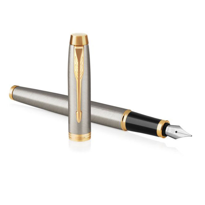 Parker IM Brushed Metal with Gold plated Trim Fountain Pen