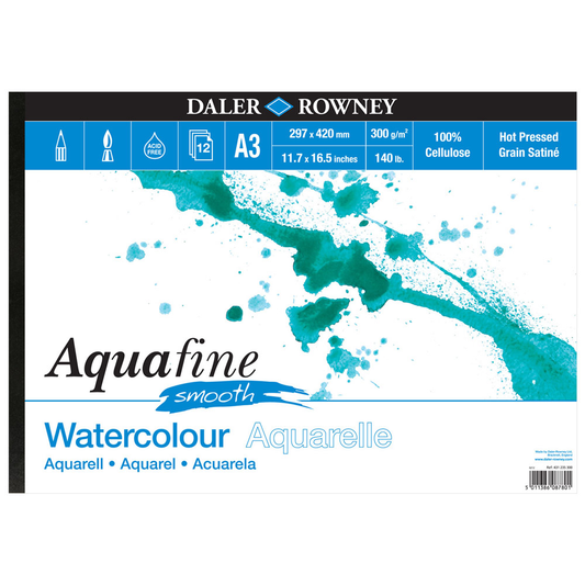 Daler Rowney Aquafine Smooth Watercolor Aquarelle Hot Pressed