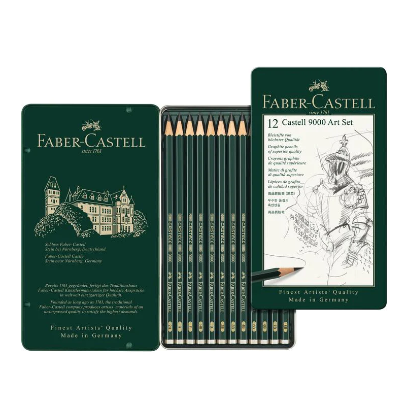 Faber Castell 9000 Degree Pencil Tin Set Of 12 9065.