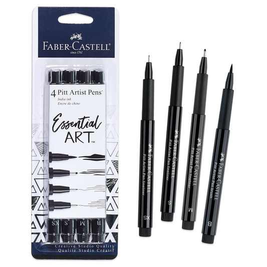 Faber castell Pitt Artist Pen Black Pack Of 4 Pcs.