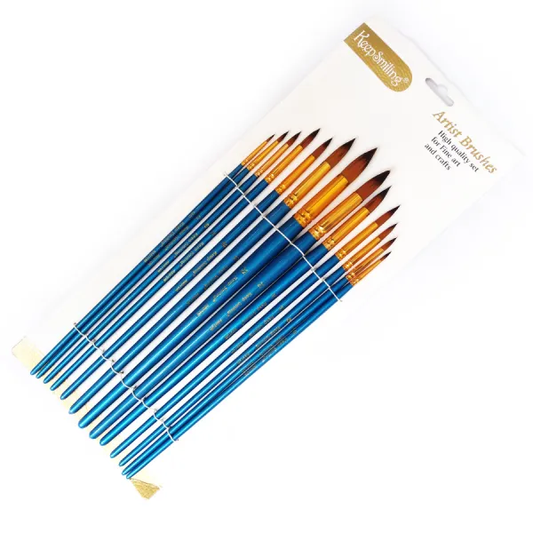 Keep Smiling Artist Brush Set blue 12Pcs (Round).