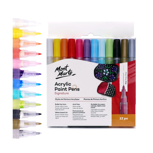 Mont Marte Acrylic Paint Pens Set Of 12Pcs (81497).