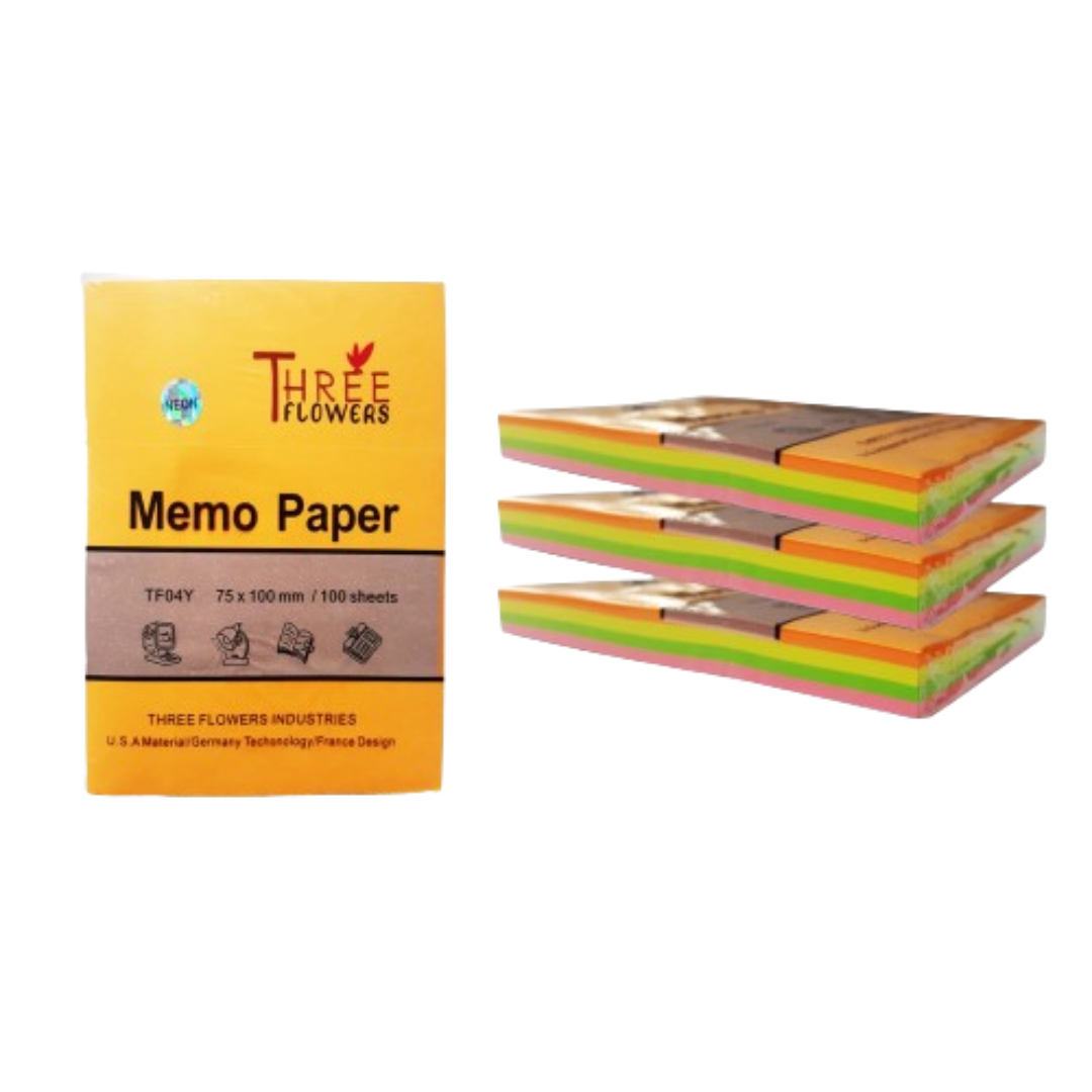 Memо Paper Three Flower Memo Paper 3 x 4 Neon – Shoukat Sons